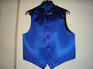 Boys Plain Satin Waistcoat with Cravat ( 12 Colours available) - Picture 1 of 26