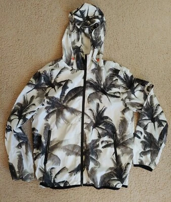 Mossimo Windbreaker Size Large White / black palms graphic print Pre-owned *READ — 第 1/4 张图片