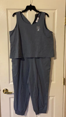 Lisa Rinna Collection Petite Banded Bottom Knit Jumpsuit Slate Blue PXL A278426 - Image 1 of 4