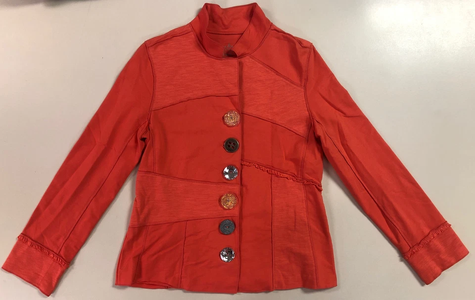 Chaqueta de neón Buda para mujer naranja con cuello de puntada asimétrica talla S  Foto 1 de 4