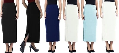 Long Pencil Skirt PonteRoma Jersey Lower Rear Split Ladies Plus Size - Image 1 of 4