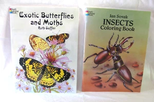 COLORING BOOKS FOR ADULTS, NEW: EXOTIC BUTTERFLIES & MOTHS, INSECTS, 2 TOTAL - Picture 1 of 12