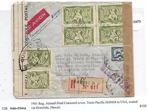 Hanoi, Französisch-Indochina nach New York, NY 1941 Transpazifischer Clipper (C5473) - Bild 1 von 2