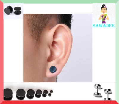 Coppia di Orecchini  Acciaio Finto Dilatatore Espansore Unisex  Fake Plug Stud - Immagine 1 di 4