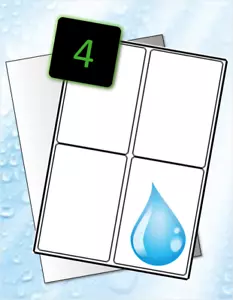 Poly A4 Blatt - 4 Weiß Poly Laser Etiketten - Kunststoff Wasserdicht Drucker Etiketten - Bild 1 von 1