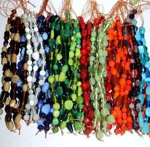 100 strands Lamp work Beads, 10 each in 10 color combination, Handmade Glass - Picture 1 of 10