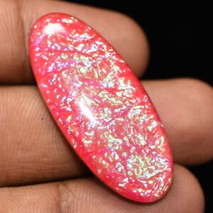 28 CTS A+ GLAZY AWESOME RED TRIPLET OPAL LAB-CREATED OVAL GEMSTONE CAB