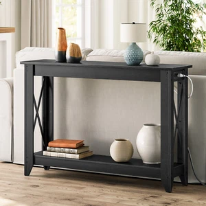 Console Table w/ Drawer and Storage Shelves Foyer Sofa Table Narrow for Entryway - Picture 1 of 8