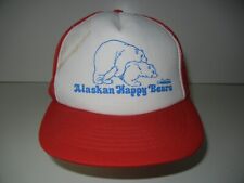 Vtg 80s ALASKAN HAPPY POLAR BEARS Funny Joke Red TRUCKER HAT Hike Baseball Cap
