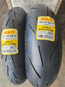 Coppia 120/70 ZR17 58W e 180/55 ZR17 73W PIRELLI DIABLO ROSSO 4 CORSA DOT 24/25 - Foto 1 di 2