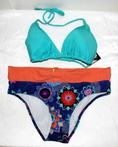 Ladies/Teens 2Pc. Swimsuit Set Blue Multicolor Design Mixed Size - Picture 1 of 3