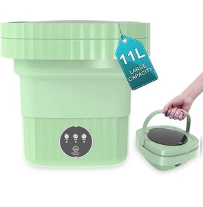 11L Mini Portable Washing Machine, Foldable Washer with Spin Dryer Green - Picture 1 of 4