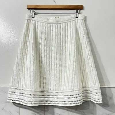 J.Crew 6 White A-Line Lace Eyelet Coastal Preppy Cottagecore Boho Beachy Skirt - Image 1 of 4