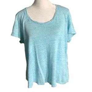 Tommy Bahama Camiseta Azul Claro Mujer’s Grande – Relajada, 100% Lino, Cuello Redondo - Imagen 1 de 6