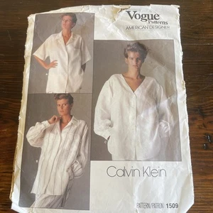 Vogue Calvin Klein Sewing Pattern 1509 Misses 1980s Loose Fitting Shirt Sz16 CUT - Picture 1 of 8