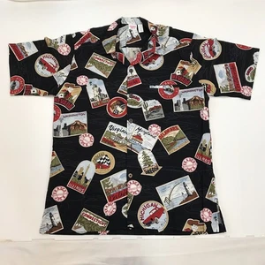 Trader Joes Herren M Medium Hawaii Staaten Kurzarm Print Knopfleiste Hemd - Bild 1 von 16