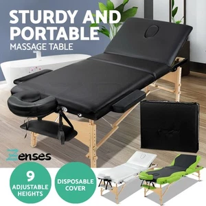 Zenses Massage Table Portable Wooden Beauty Bed Chair 3 Fold Therapy Waxing - Picture 1 of 41