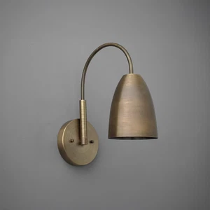 Industrial Brass Wall Sconce - Bedside Reading Lamp - Adjustable Light Fixture - Picture 1 of 3