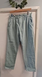 Papaya Size 14 Sage Green Cotton Trouser Slim Leg - Picture 1 of 5