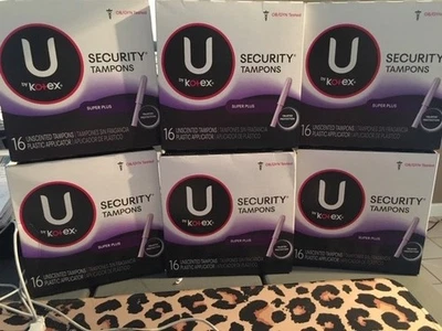 Kotex super plus unscented 16 count tampons 6 boxes Brand new. Rare find - Image 1 of 2