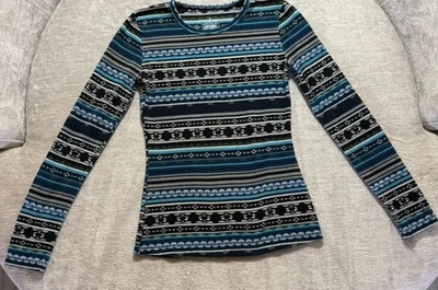 Camisa de dormir feminina Cuddl Duds lã férias azul tamanho XS manga comprida - Imagem 1 de 4