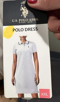 NUEVO CON ETIQUETAS EE. UU. Polo Assn Vestido Blanco Azul Logo XXL 95 % Algodón Foto 1 de 4
