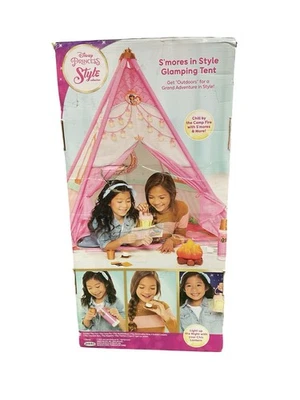 Disney Princess Style Glamping Tent 17pc Play Tent Light-Up Lantern S'mores NEW - Image 1 of 4