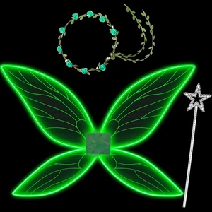 Light up Fairy Wings for Adults, LED Butterfly Wings Women Fairy Costume Wreath - Picture 1 of 12