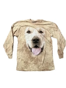 The Mountain Mens Large Brown Golden Retriever Dog Tie Dye Long Sleeve T-Shirt - Picture 1 of 6