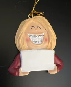 Girl with Braces  Blonde Hair Personalize Yourself Christmas Ornament - Picture 1 of 5