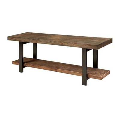Modern Industrial Style Wood and Metal Accent Bench for Living Room or Entryway - Image 1 of 3