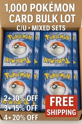 ¡1000+ cartas Pokémon! Lote a granel - Raro/Común/Poco común - Sin energía - ¡Envío gratuito! Foto 1 de 4