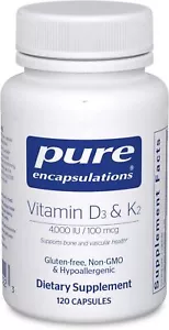 Pure Encapsulations Vitamin D3 and K2 Dietary Support Supplement 120 Capsules - Picture 1 of 8