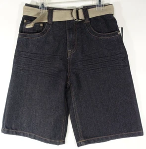 US Polo Assn Jeans Shorts Boys 10 Belted Lightly Distressed Dark Denim NWT $38 - Picture 1 of 11
