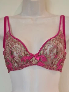 Sujetador Agent Provocateur Lencería Sexy Lysianne Dorado Rosa Encaje 32E con Aros - Imagen 1 de 12