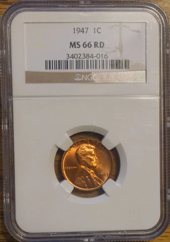 1947 LINCOLN WHEAT CENT 1¢ - GRADED BY NGC MS-66 RED-#3402384-016 Cover