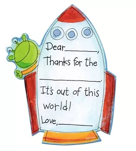 8er Set Alien Raumschiff Kinder DANKE FÜR GESCHENK Karten + Umschläge - Bild 1 von 4
