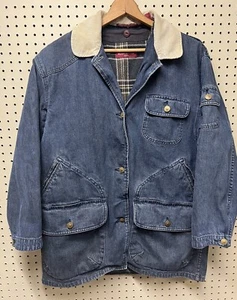 Cappotto vintage Banana Republic denim lavoro fienile uomo fodera media misto lana - Foto 1 di 11