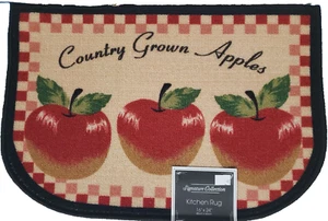 Printed Nylon Kitchen Rug (nonskid)(16"x24") 3 COUNTRY GROWN APPLES,D Shape, Sig - Picture 1 of 16
