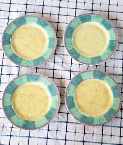 4 Interiors Fine Porcelain Giovanna Salad Plates, Yellow Aqua - Picture 1 of 5