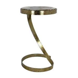 50cm Solid Stainless Steel Round Side Table Metal Gold Botswana Agate 7.65kg - Picture 1 of 5