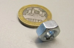 Grade 5 Hex Nut, Zinc Plated Steel, RH 1/4"-20 x 7/32" H x 7/16" W, 200 pc - Picture 1 of 9