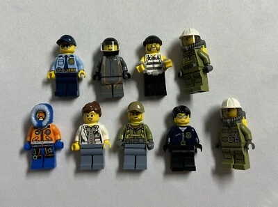 Lego City Minifigure Lot of 9 - Police Cop Volcano Explorer Robber Driver - Image 1 of 2