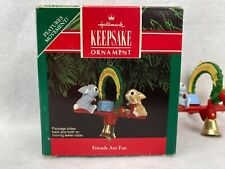 Hallmark Keepsake Ornament Friends Are Fun Bunnies Teeter Totter Bell 1991