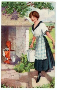 Postcard - Sharples Cream Separator Advertising, Lady with Milk Bucket - C. 1910 - Picture 1 of 2