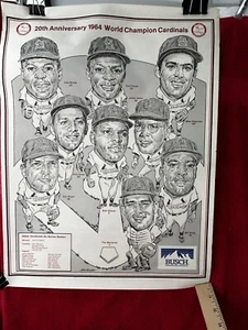 20th Anniversary Poster 1964 St Louis Cardinals Baseball World Champions Busch - Picture 1 of 8