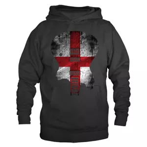 Felpa con cappuccio grafica Guitar Body Flag England Music Band - Foto 1 di 10