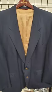 Hart Schaffner Marx Trumpeter Wool Blazer Jacket Mens 50L Navy Gold Button USA  - Picture 1 of 7