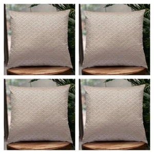 Set of 4 Filled -Cushions Italian Brown Champagne Golden Block 18x18" 45x45cm - Picture 1 of 6