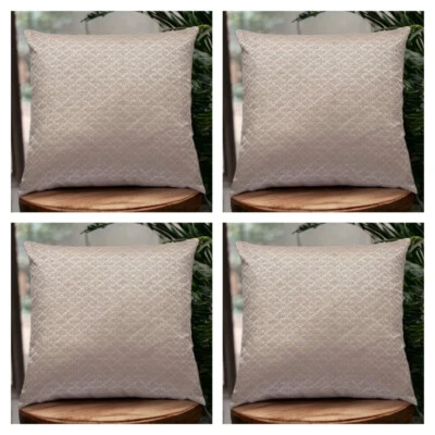 Set of 4 Filled -Cushions Italian Brown Champagne Golden Block 18x18" 45x45cm - Image 1 of 4